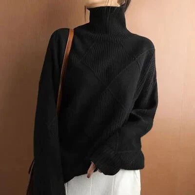 Modischer Rollkragen Pullover Damen - IdealeKleiden