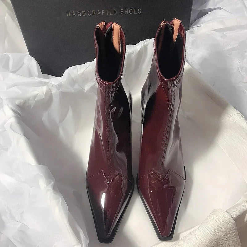 Schicke Knöchelstiefel Damen Blockheel - IdealeKleiden