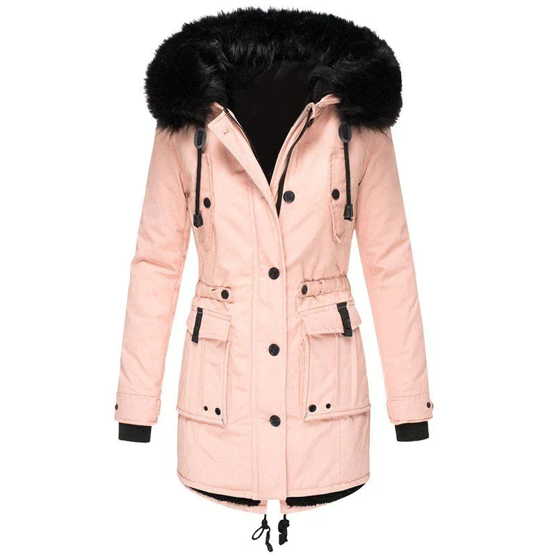Winterjacke Damen Fellkapuze Warm
