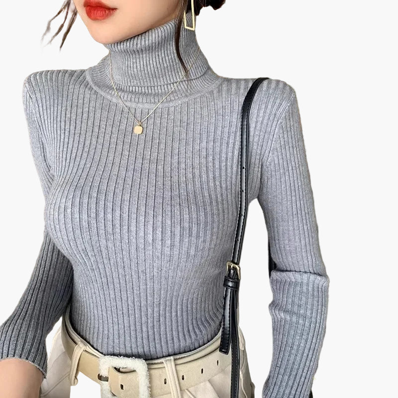 Herbst Pullover Langarm Warm Gerippt