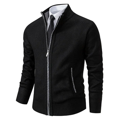 Herren Strickjacke Reißverschluss Modern Stehkragen