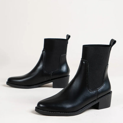 Stylische Chelsea Boots Hocher Absatz Spitze Zehe