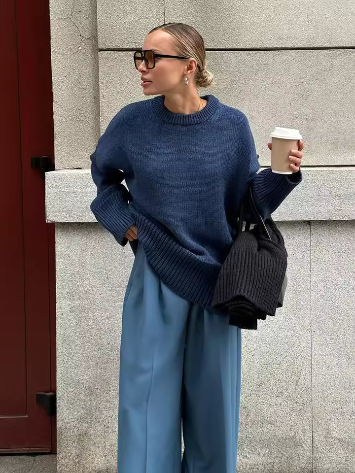 Damen Pullover Langärmlig Rundhals