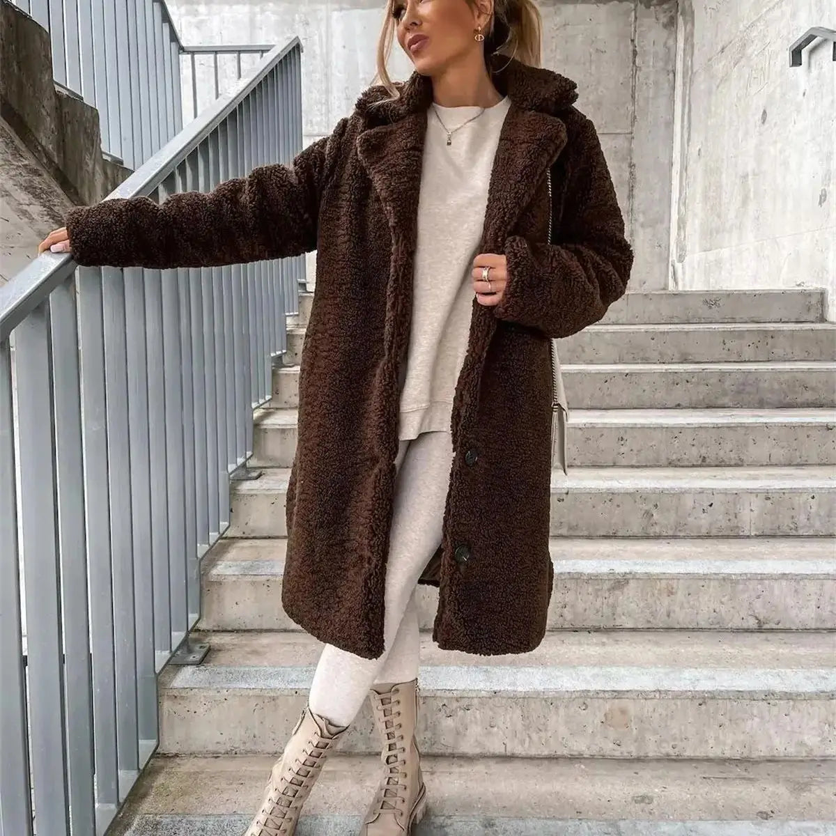Damen Strickjacke Lang Elegant