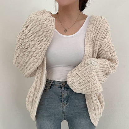 Damen Strickjacke Grobstrick Offen
