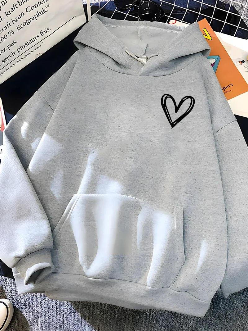 Herz-Hoodie Damen Komfortabel Trendy Design