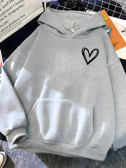 Herz-Hoodie Damen Komfortabel Trendy Design