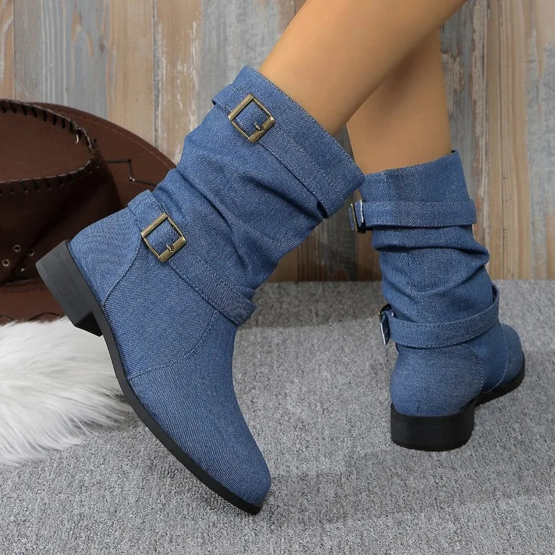 Modische Denim Stiefel Damen