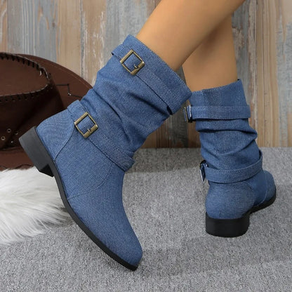 Modische Denim Stiefel Damen