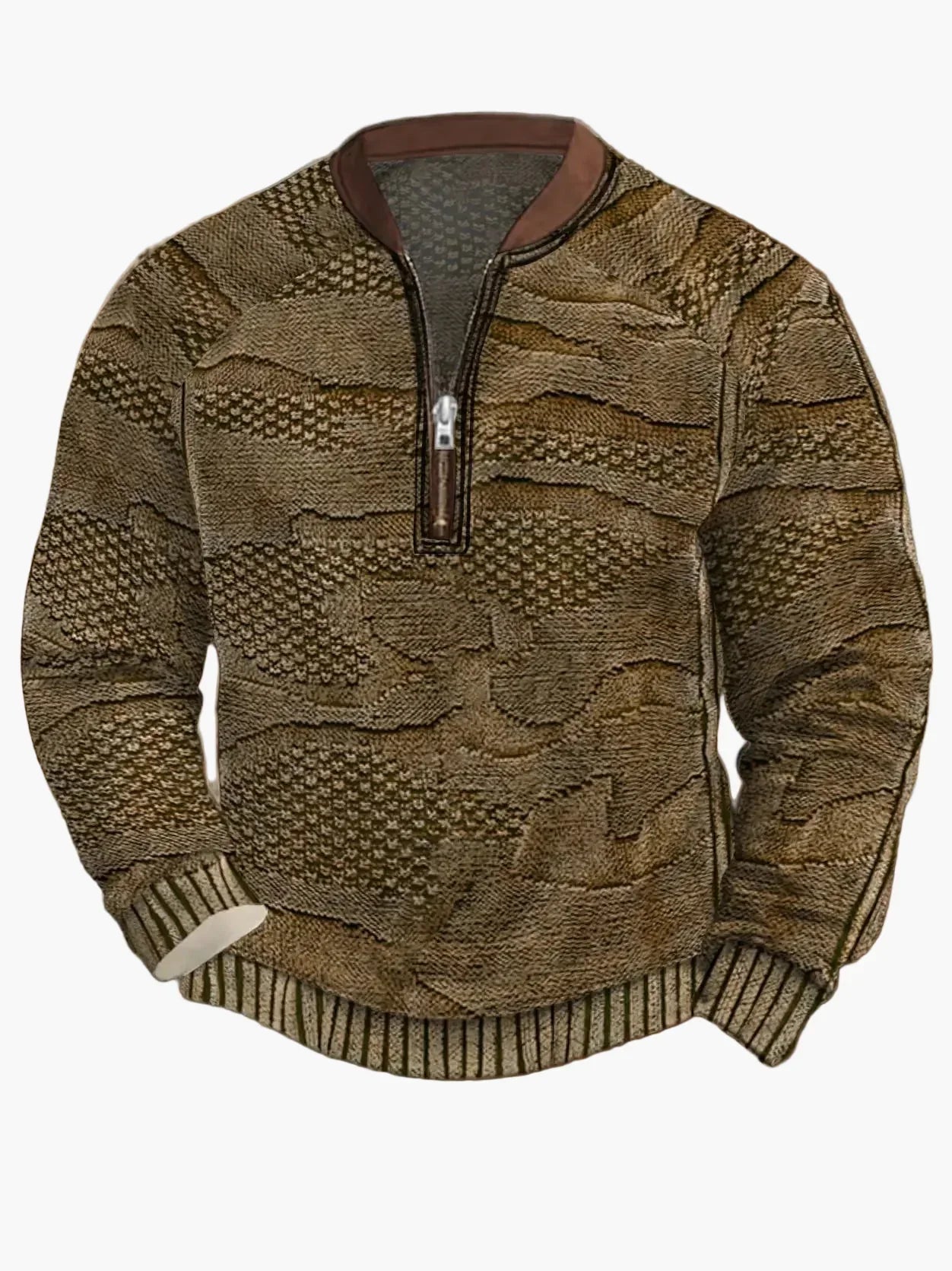 Herren Strickpullover Reißverschluss Modern