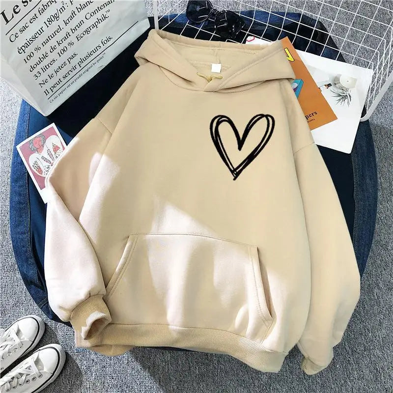 Herz-Hoodie Damen Komfortabel Trendy Design