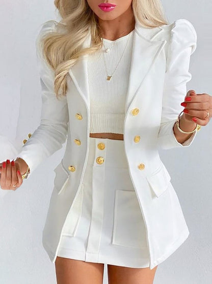 Damen Chic Kariertes Blazer-Rock-Set