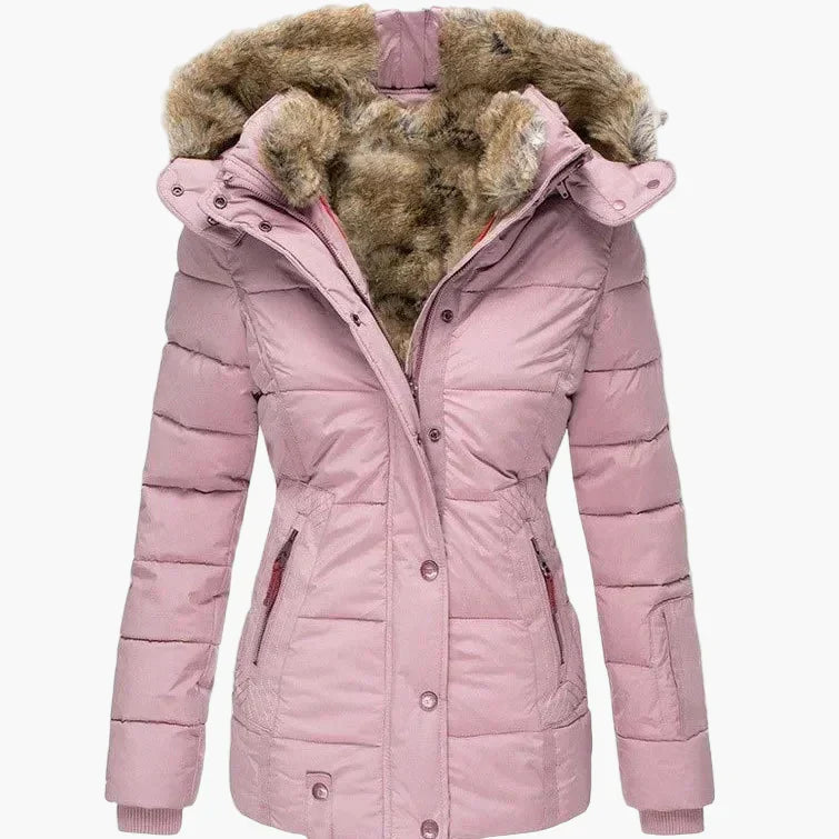 Wintersteppjacke Damen Kapuze Kunstfell Warm