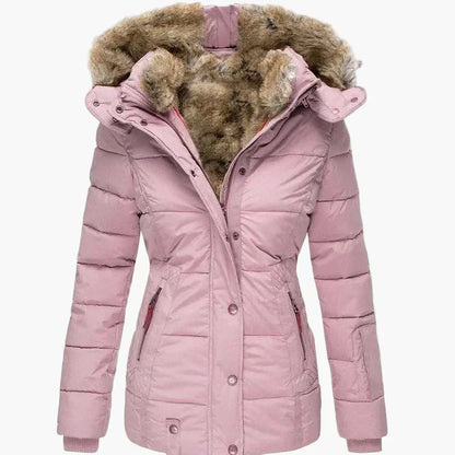 Winterjacke Damen Elegant Kapuze Kunstfell