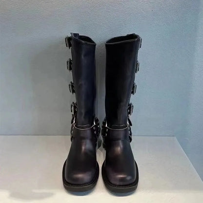 Hohe Lederstiefel Damen Schnittig Verstellbar