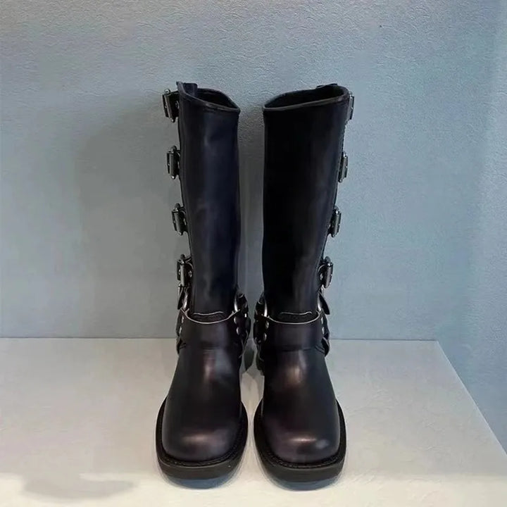 Hohe Lederstiefel Damen Schnittig Verstellbar