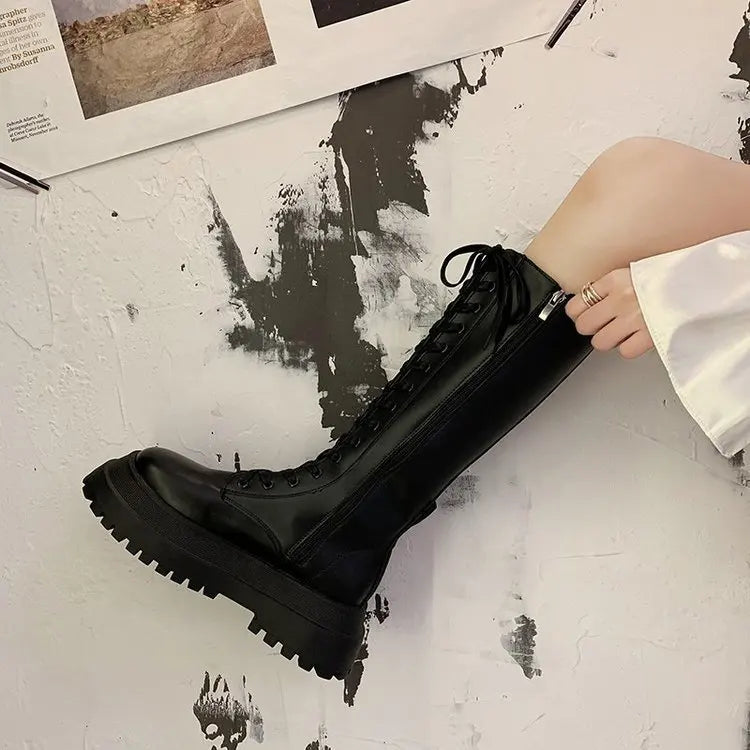 Hohe Reitstiefel Mit Dickem Sohlen