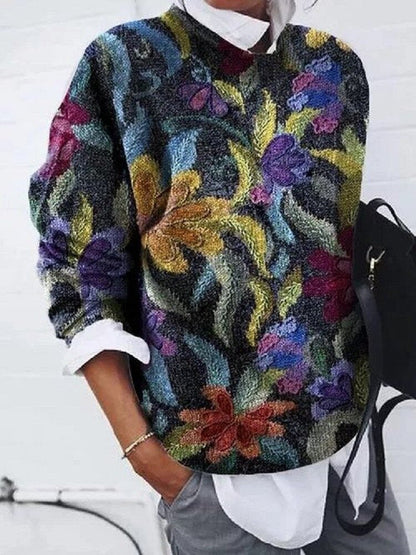 Stylischer Blumenpullover Damen