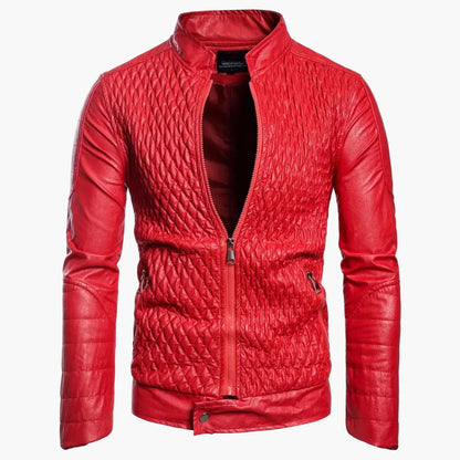 Lederjacke Biker Stil Stehkragen Trendy
