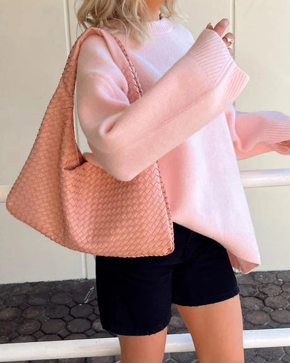 Rosa Damenpullover Bequem Warm