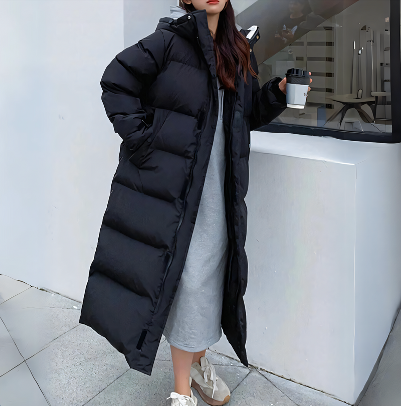 Winterjacke Damen Lang Kapuze Reißverschluss