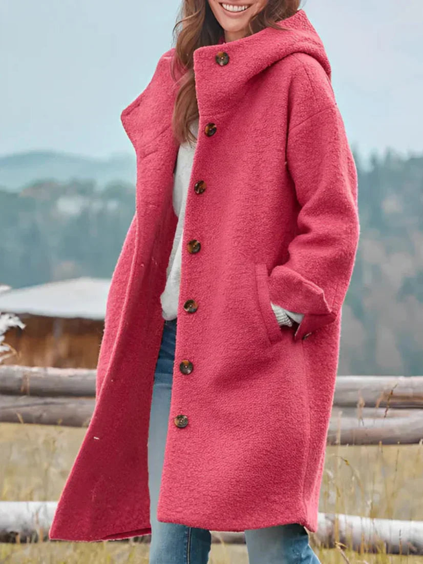 Übergroße Bouclé Jacke mit Knöpfen Oversized