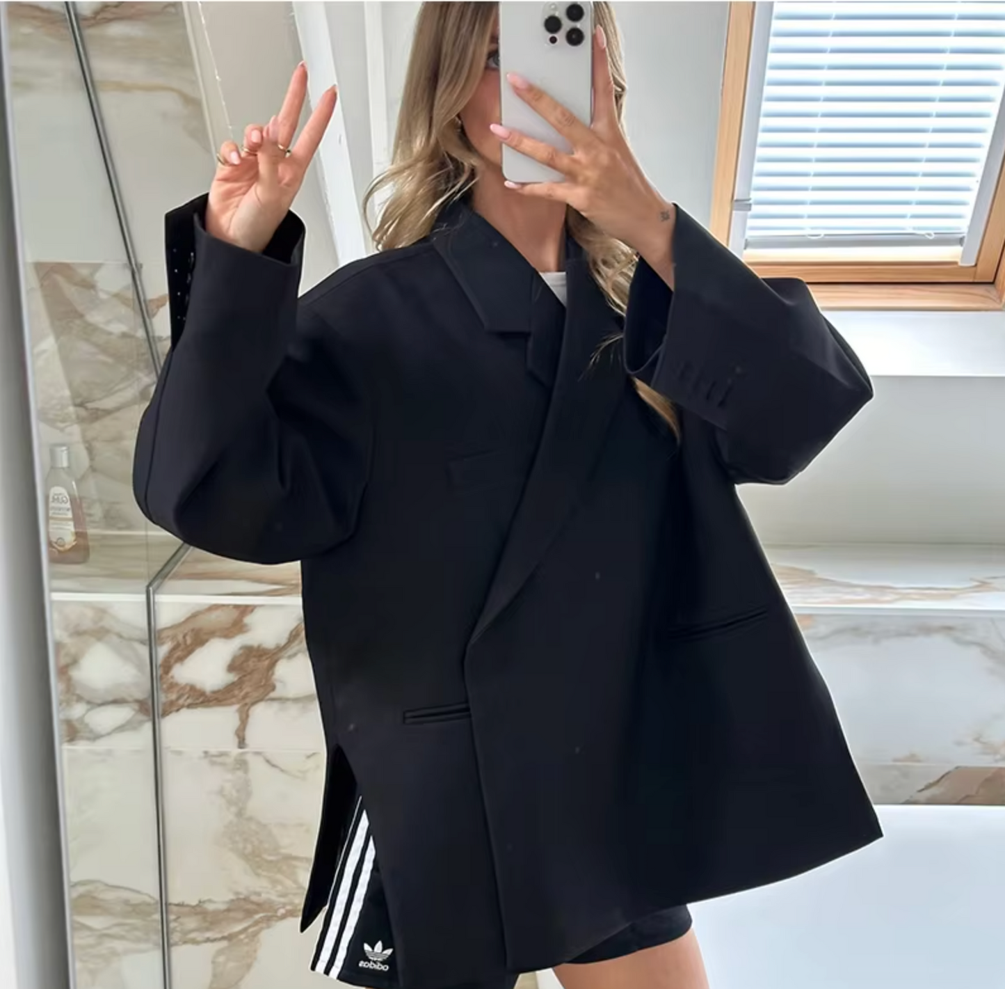 Stylische Damenblazer Lang Mit Eleganter Passform