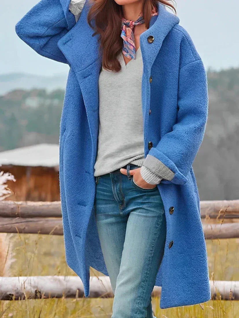 Übergroße Bouclé Jacke mit Knöpfen Oversized