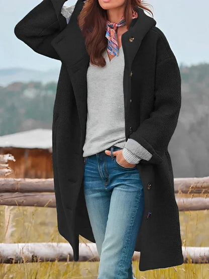 Übergroße Bouclé Jacke mit Knöpfen Oversized