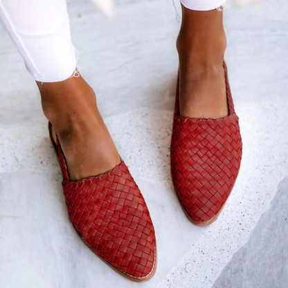 Damen Slingback Ballerinas Geflochten Elegant