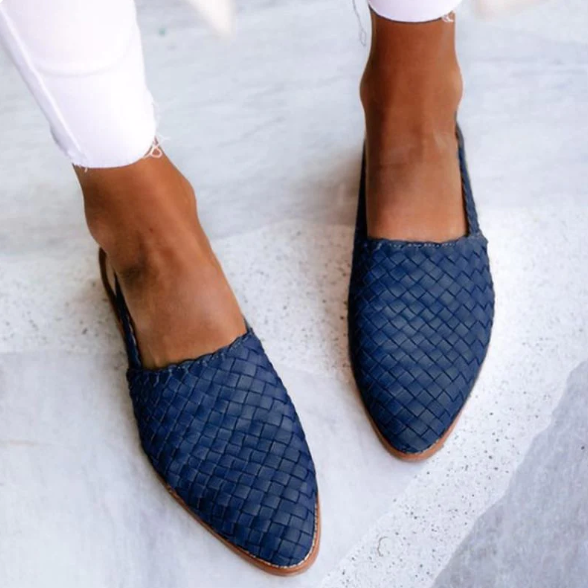 Damen Slingback Ballerinas Geflochten Elegant
