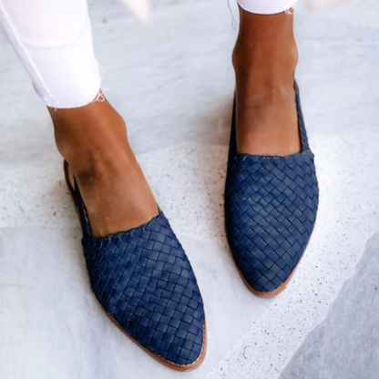 Damen Slingback Ballerinas Geflochten Elegant
