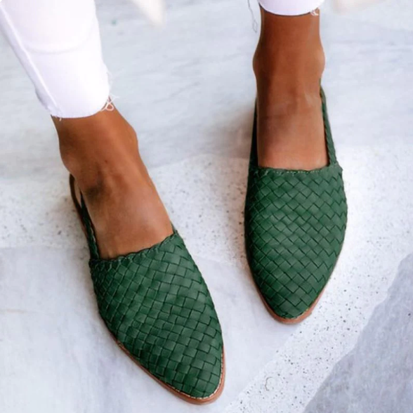 Damen Slingback Ballerinas Geflochten Elegant