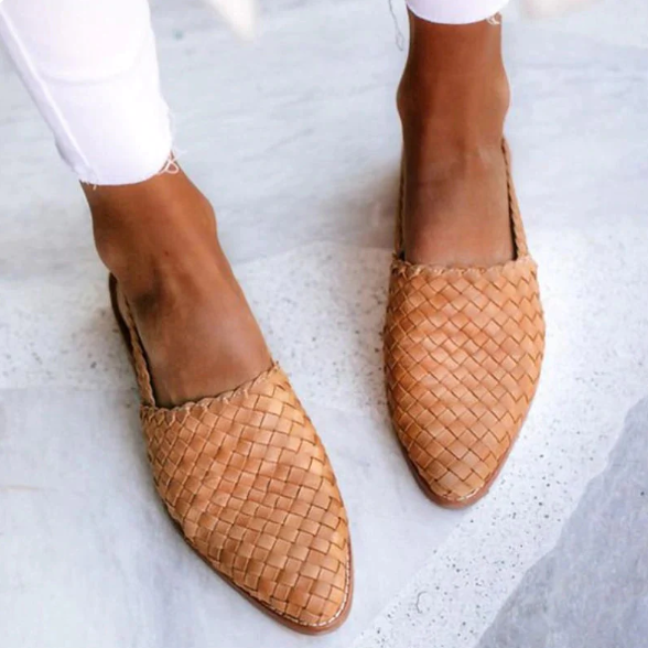 Damen Slingback Ballerinas Geflochten Elegant