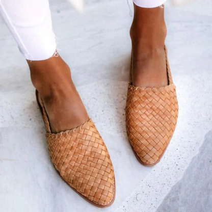 Damen Slingback Ballerinas Geflochten Elegant