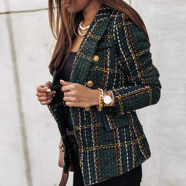 Stylischer Karierter Blazer Damen