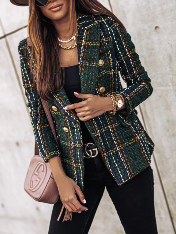 Stylischer Karierter Blazer Damen - IdealeKleiden