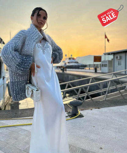 Eleganter Seiden-Cardigan Frauen Luxus Design - IdealeKleiden