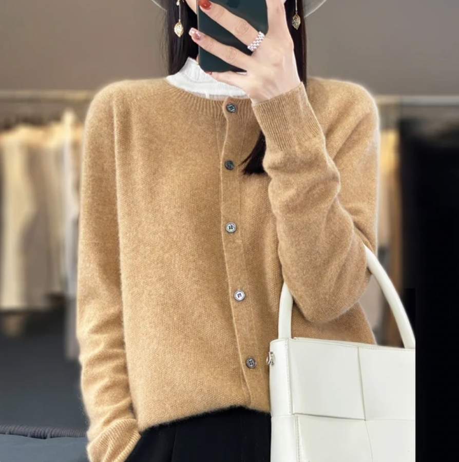 Damen Wollcardigan Weich Stilvoll Herbst Winter