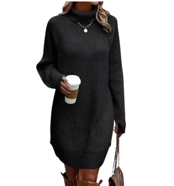 Weiches Damen Sweatkleid Mit Kragen