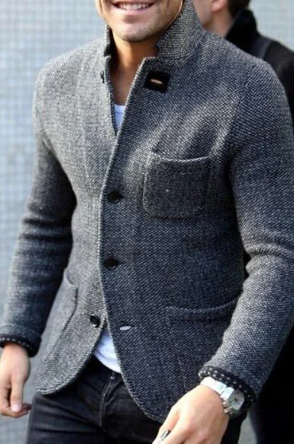 Herren Freizeitjacke Modern Button-Down Design - IdealeKleiden