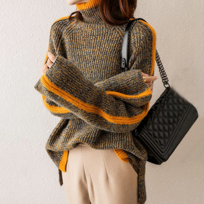Große Wollpullover Übergröße Streifen Design