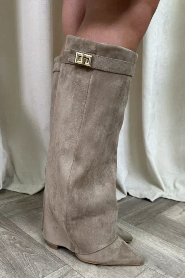 Stylische Wildleder Stiefel Kniehoch - IdealeKleiden