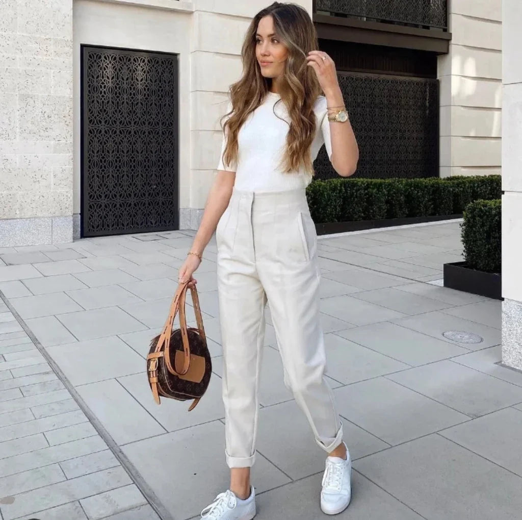 Hohe Bund Slim Fit Hose