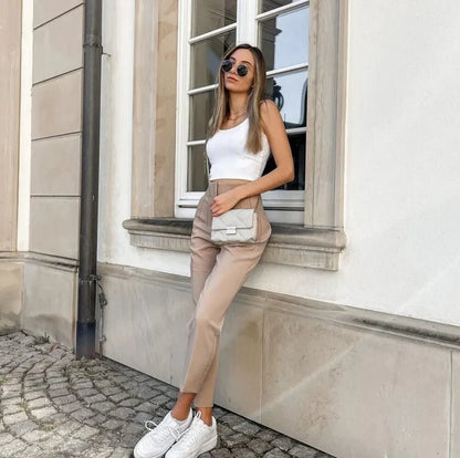 Hohe Bund Slim Fit Hose