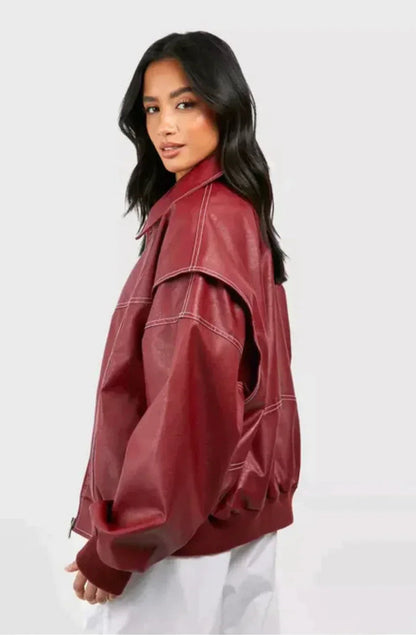 Vegane Lederjacke Oversized Modern Stilvoll