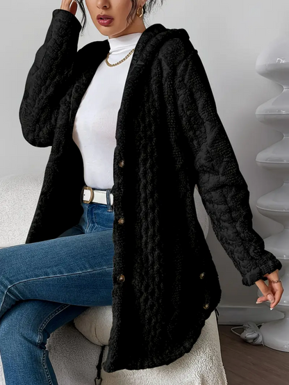 Übergrößen Damen Teddyjacke Kapuze