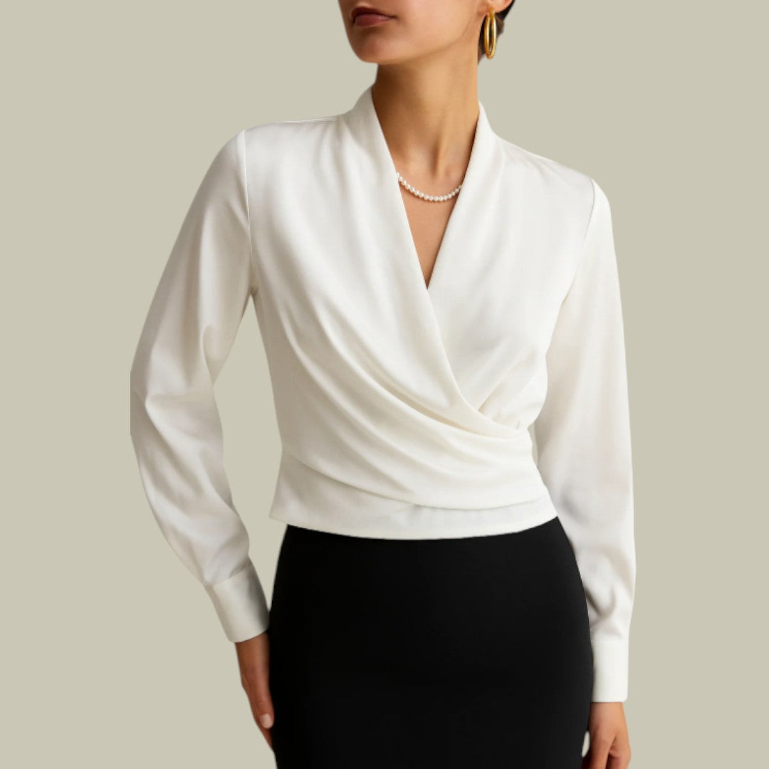 Elegante Damenbluse Satin Wickelstyle