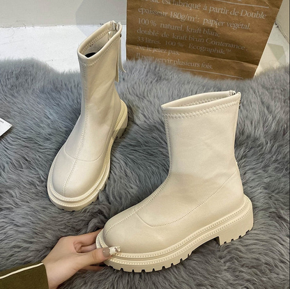 Damen Stiefel Modern Lederoptik