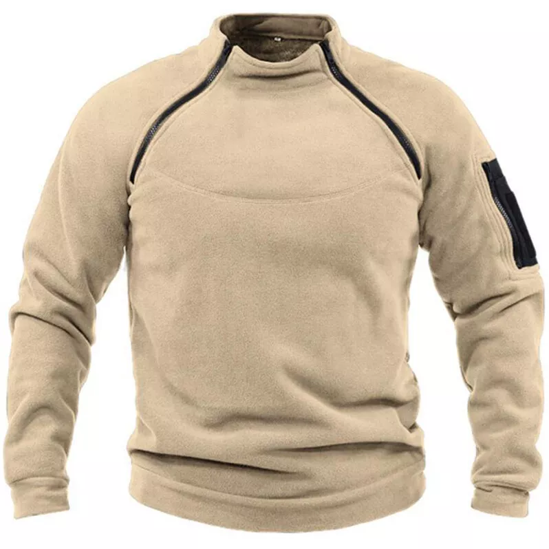 Taktischer Fleecepullover Herren Reißverschluss Taschen